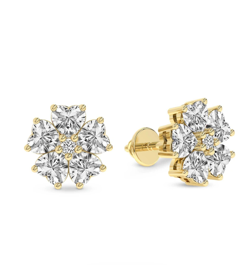Thalia Bloom Fashion Flower Lab Diamond Stud Earrings