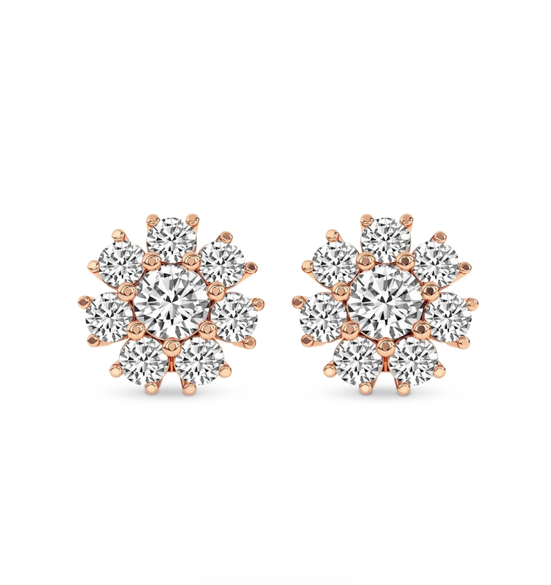 Magnolia Flower Fashion Lab Diamond Stud Earrings
