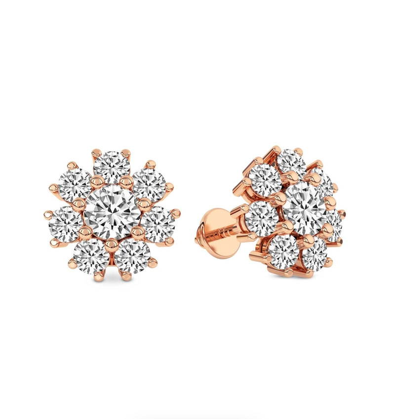 Magnolia Flower Fashion Lab Diamond Stud Earrings