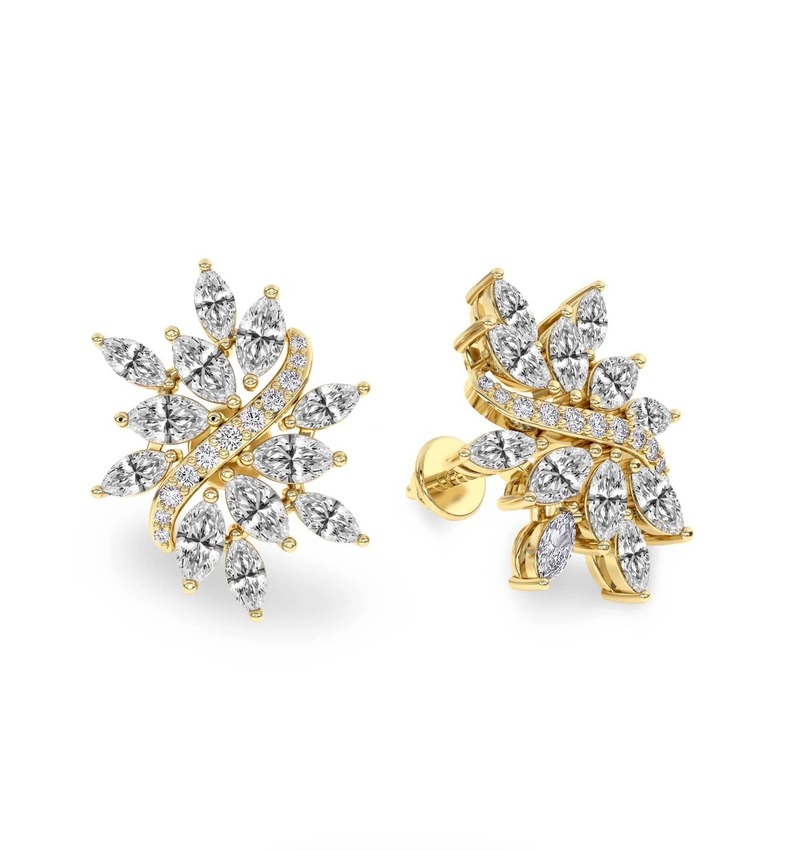 Wisteria Flower Fashion Lab Diamond Stud Earrings
