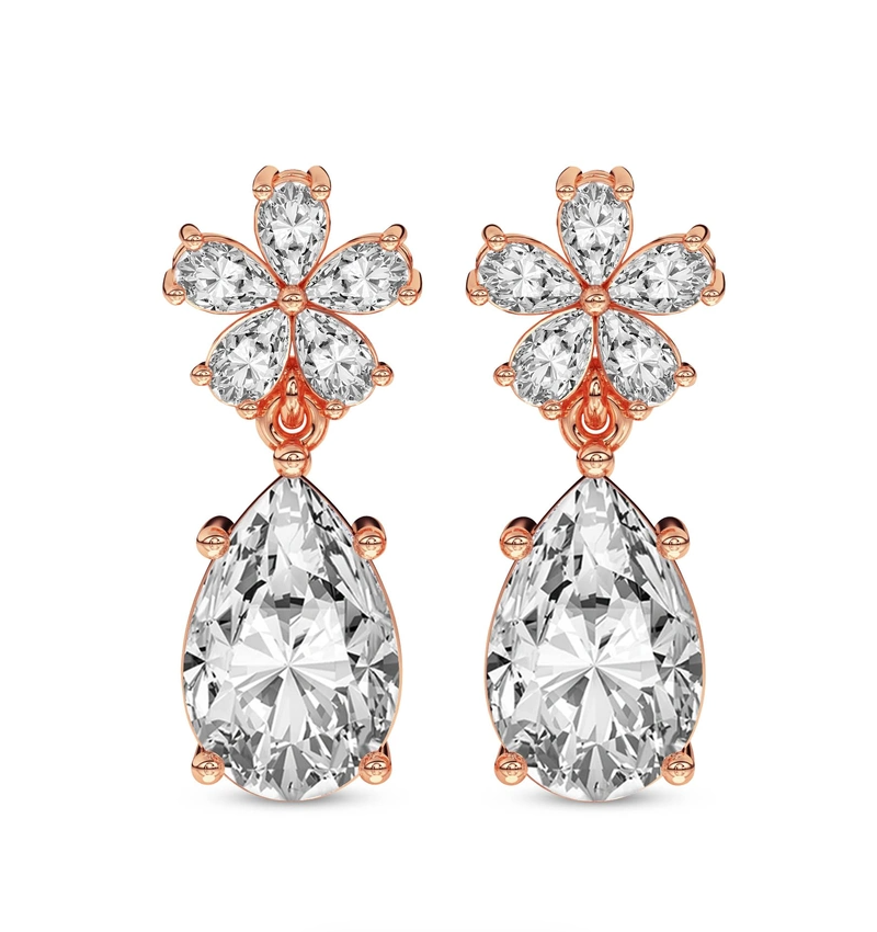 Iris Bloom Flower Fashion Lab Diamond Dangle Earrings